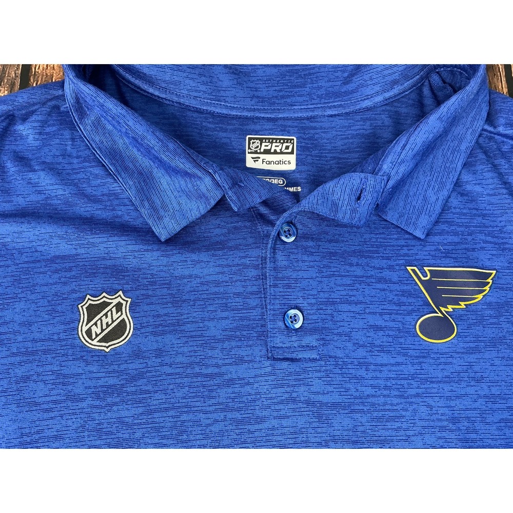 Fanatics NHL St. Louis Blues Men's 3XL Blue Authentic Pro Polo Shirt - Picture 2 of 8
